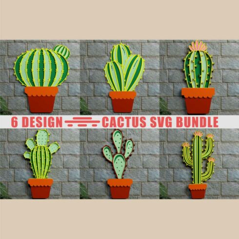 Cactus 3D SVG Multilayered Cut Files cover image.