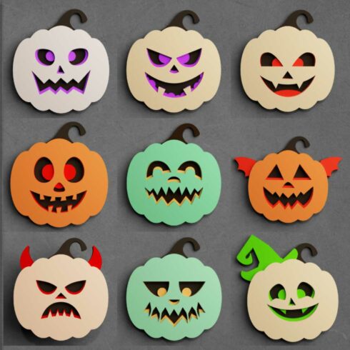 Halloween Pumpkin 3D SVG Multilayered Cut Files cover image.