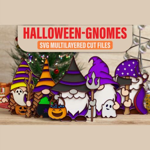 Halloween Gnome 3D SVG Multilayered Cut Files cover image.