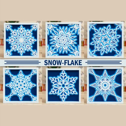 Christmas Snowflake 3D SVG Multilayered Cut Files cover image.