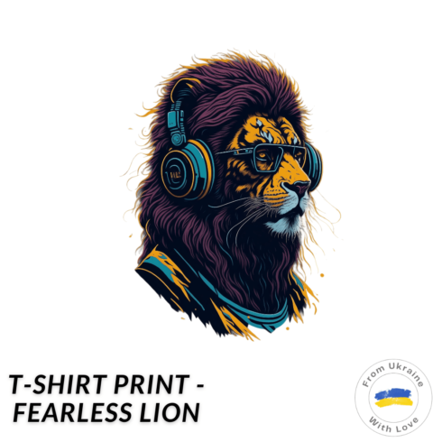 T-Shirt Print - Fearless Lion | PSD PNG cover image.