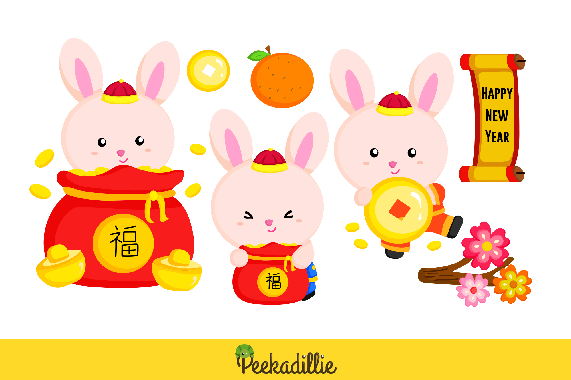 Premium Vector  Happy chinese new year cute rabbit greetings