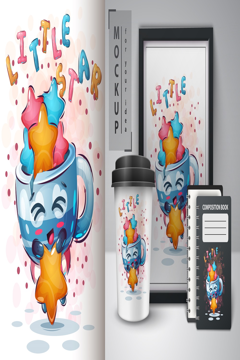 Cup with star poster merchandising pinterest preview image.