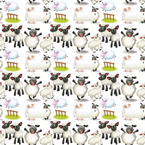 Cute animals cartoon seamless background cover image.