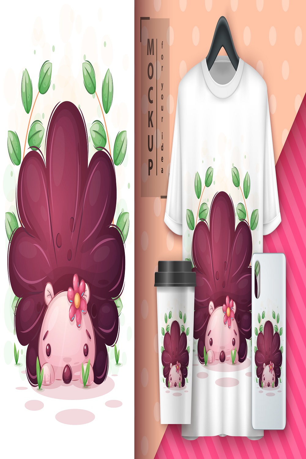 Cute hedgehog with flower poster merchandising pinterest preview image.