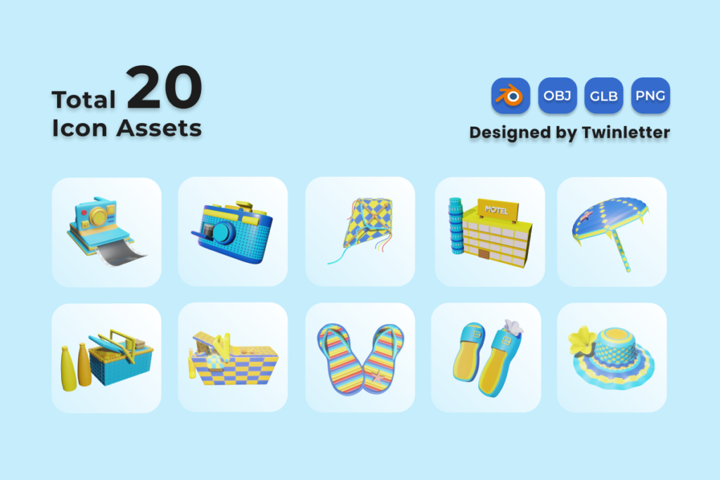 Summer 3D Icon Pack Vol 3 - MasterBundles