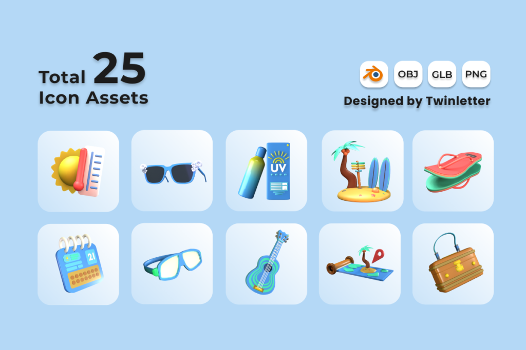 Summer 3D Icon Pack Vol 2 - MasterBundles