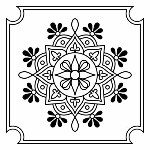 Easy Mandala Design Template SVG, Ai, EPS, PDF, JPG, PNG File cover image.