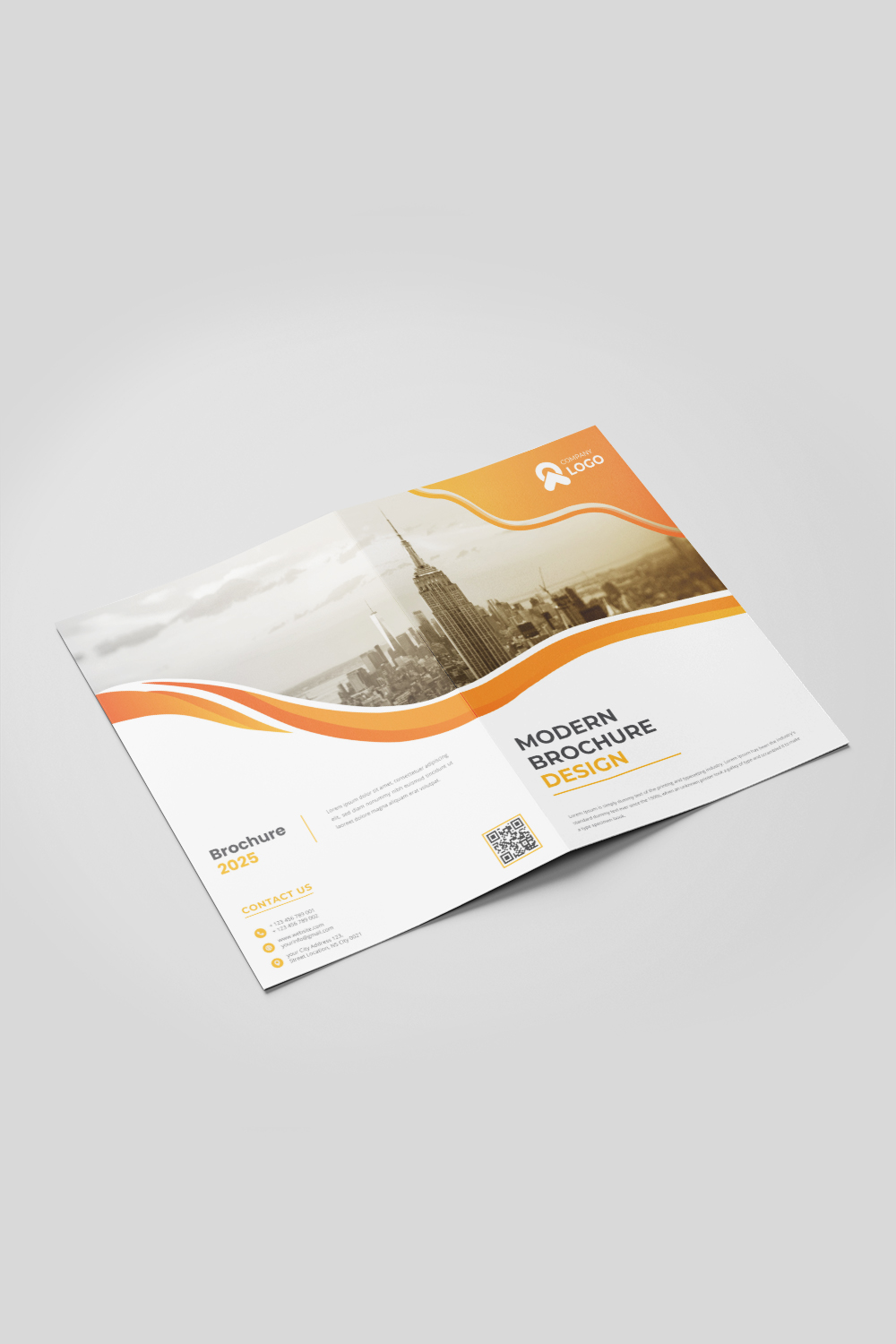 Corporate Bifold Brochure Or Company Profile Or Annual Report Template Design pinterest preview image.