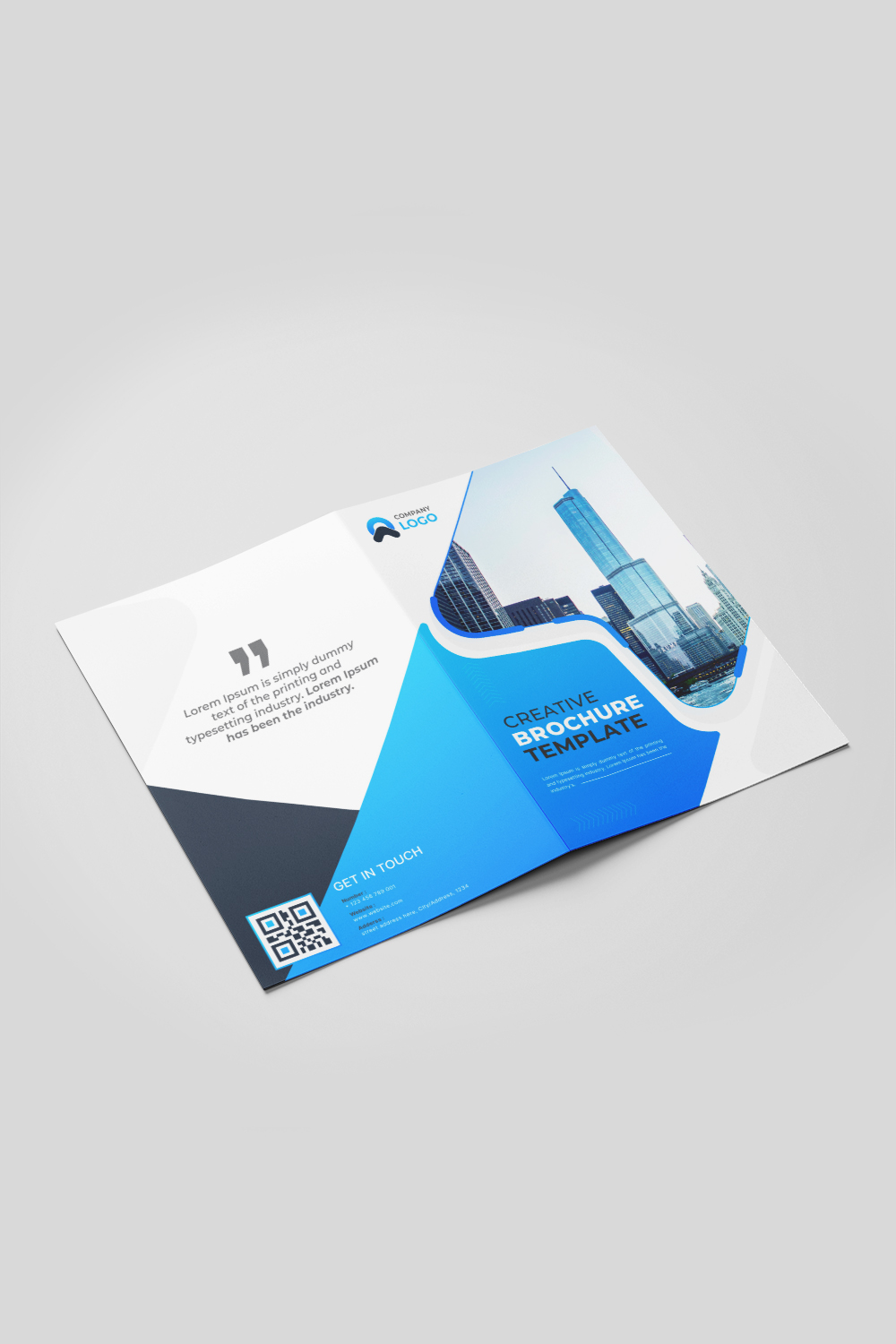 Modern corporate bifold brochure or company profile or annual report template design pinterest preview image.