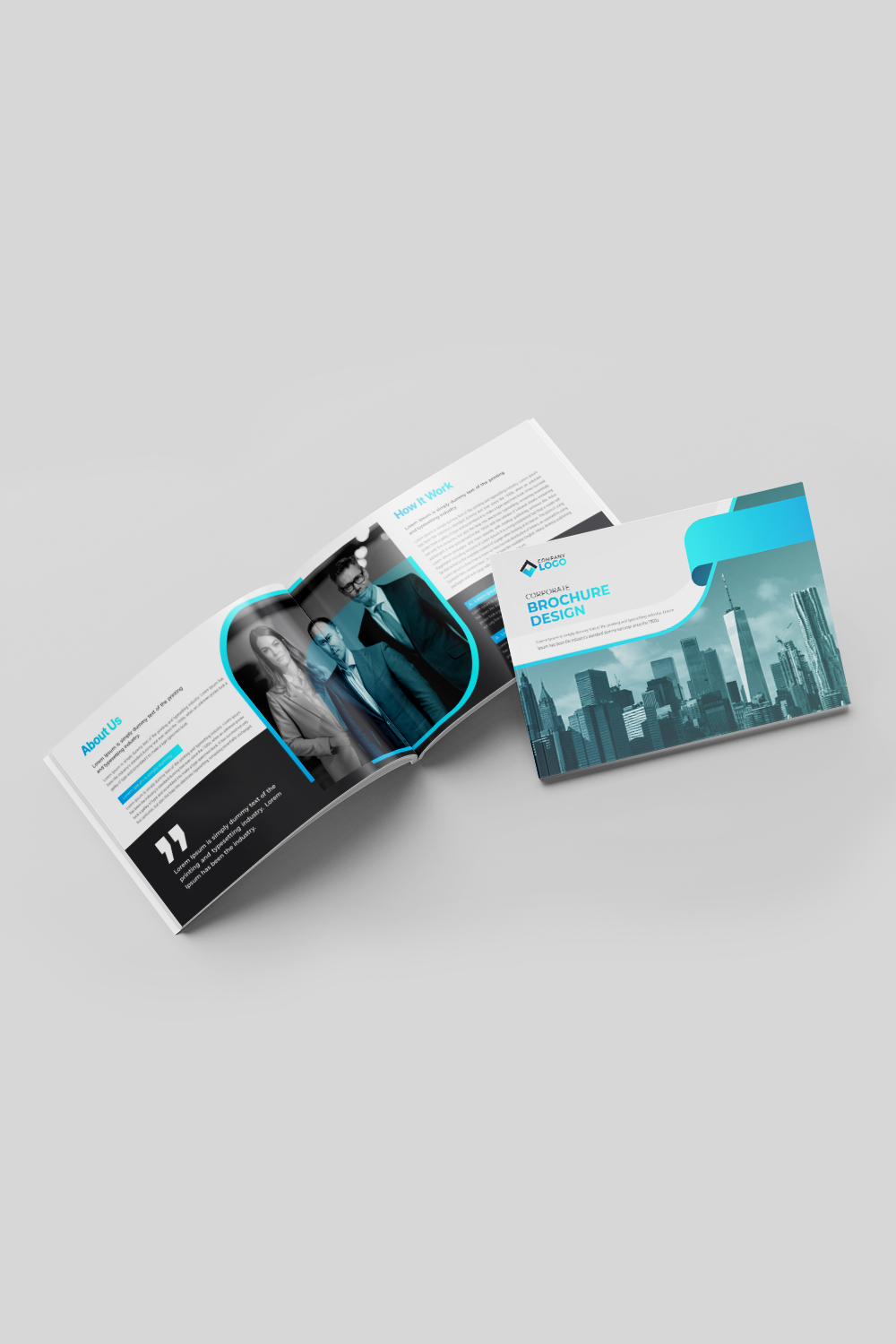 Corporate bifold landscape Brochure Or Company Profile Or Annual Report Template Design pinterest preview image.