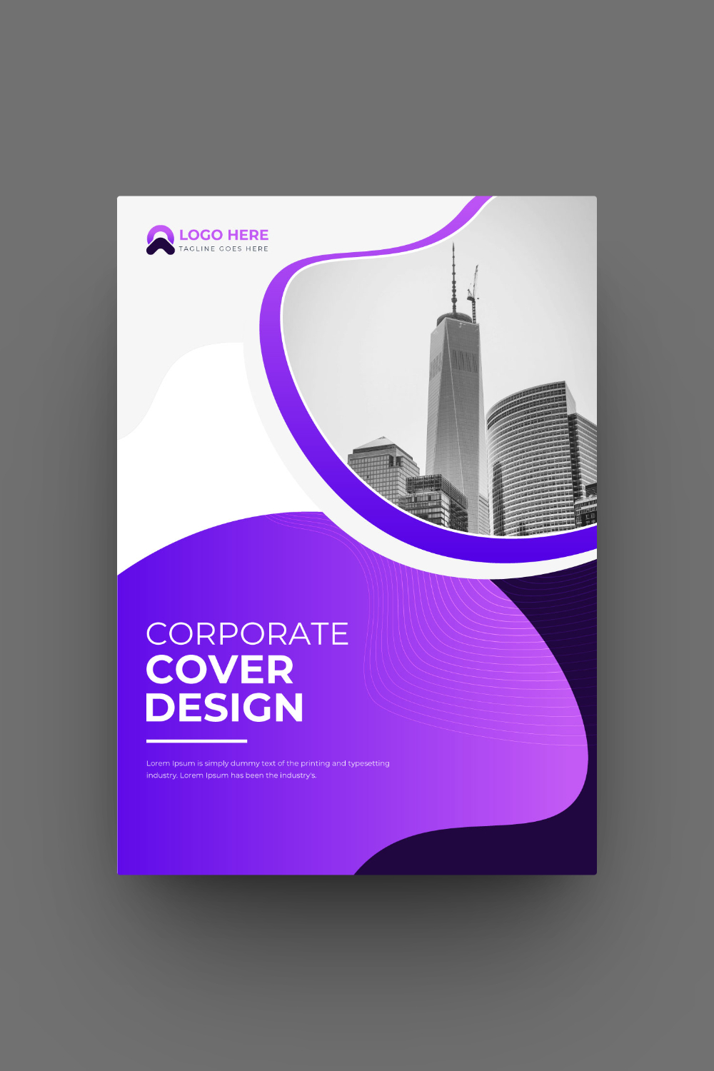 Modern book cover or brochure cover page template design pinterest preview image.