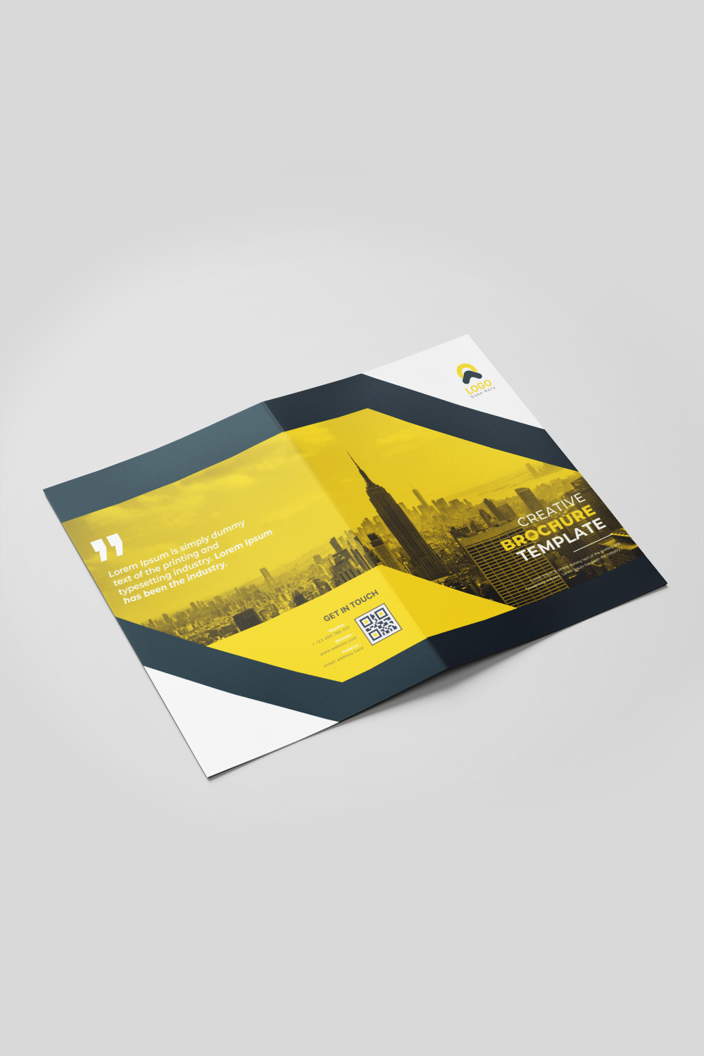 Corporate bifold brochure or company profile or annual report template design pinterest preview image.