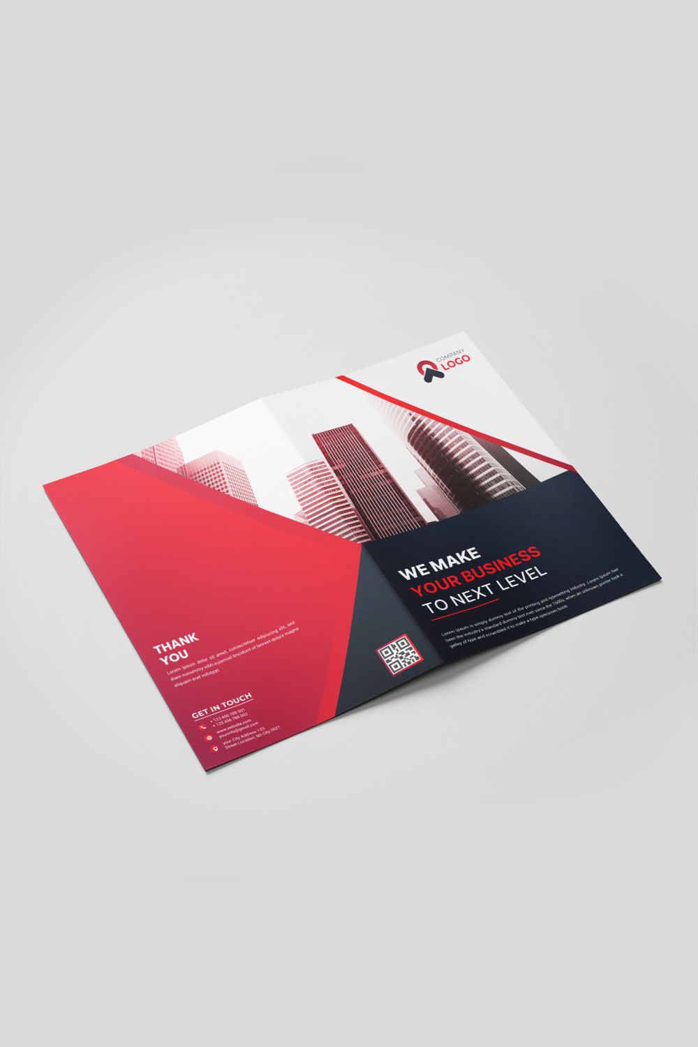 Corporate bifold brochure or company profile or annual report template design pinterest preview image.