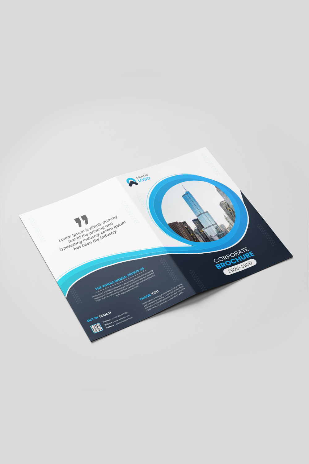 Bifold minimal corporate company profile brochure template design preview image pinterest preview image.