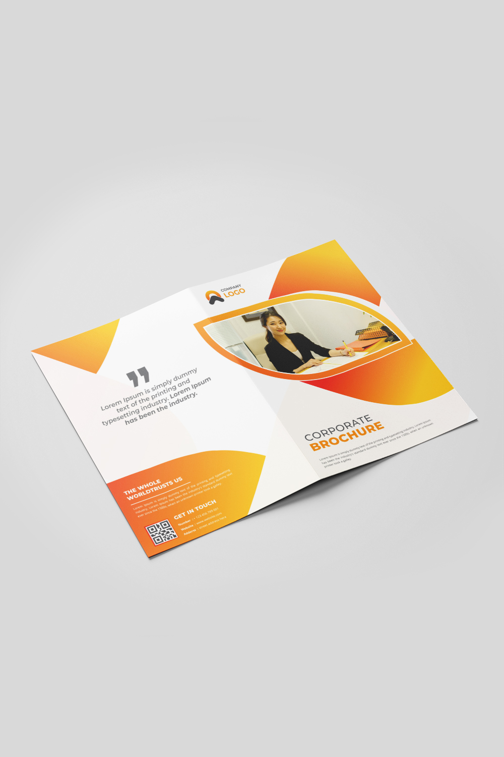 Corporate bifold brochure or company profile or annual report template design pinterest preview image.