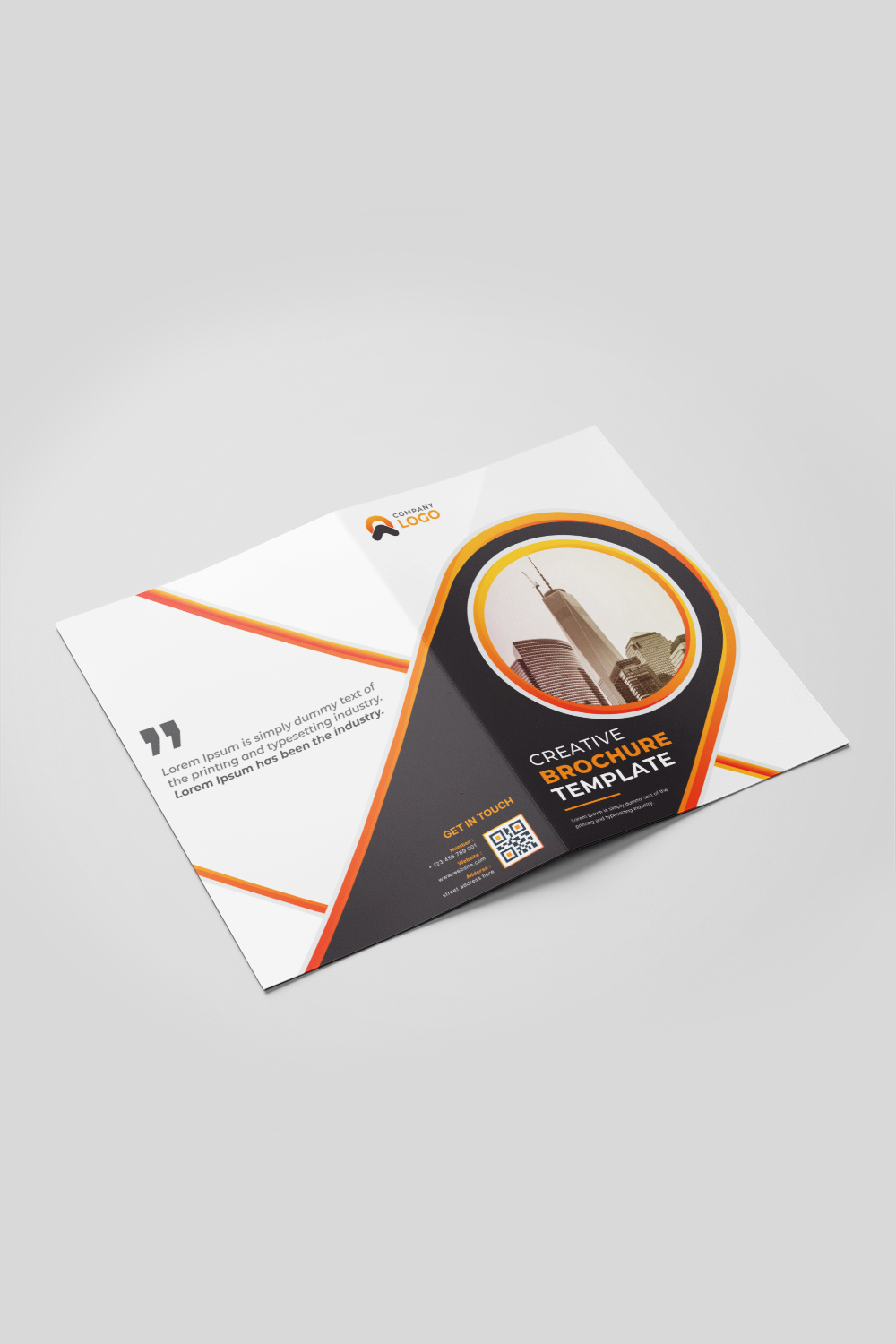 Creative bifold brochure or company profile or annual report template design pinterest preview image.