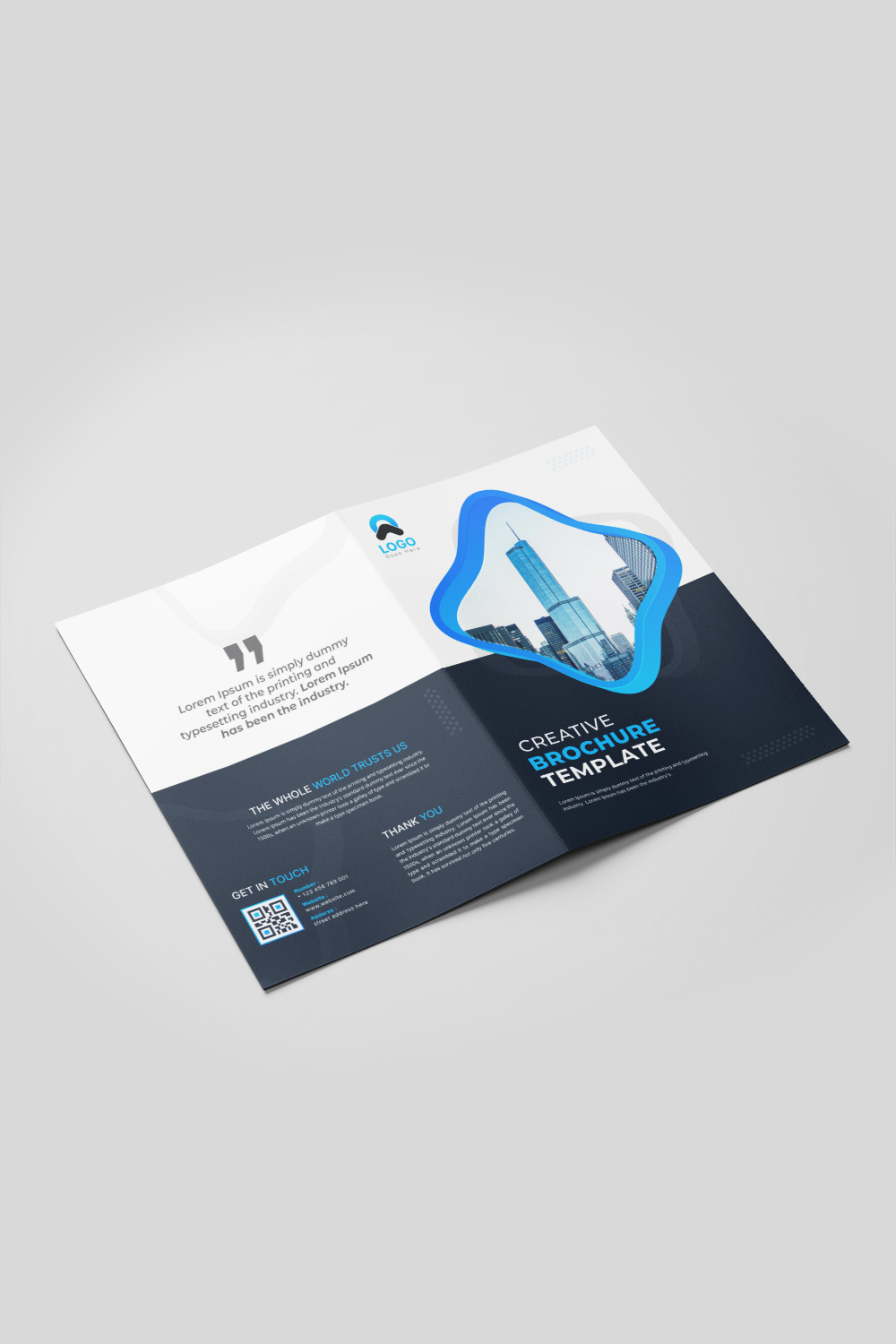 Bifold brochure or company profile or annual report template design pinterest preview image.