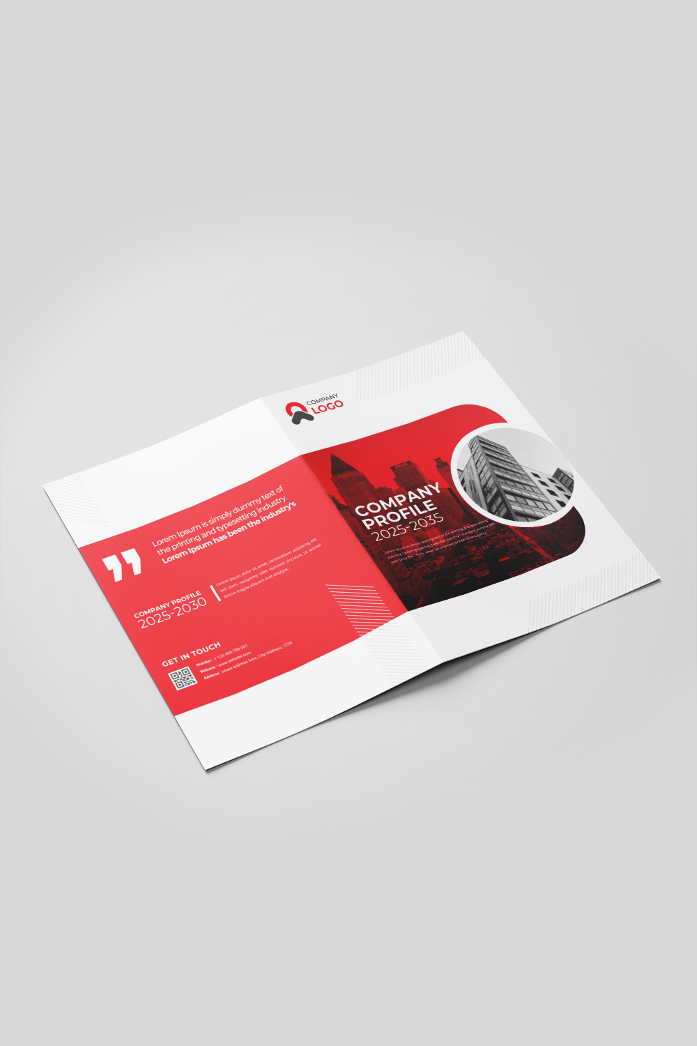 Corporate Bifold Brochure Or Company Profile Or Annual Report Template Design pinterest preview image.