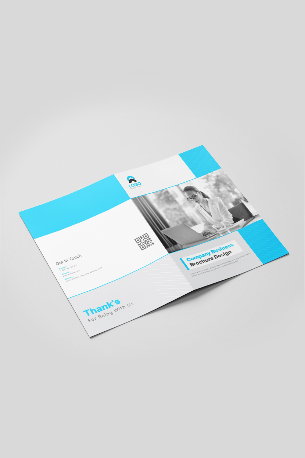 Minimal Bifold Brochure Or Company Profile Or Annual Report Template Design pinterest preview image.