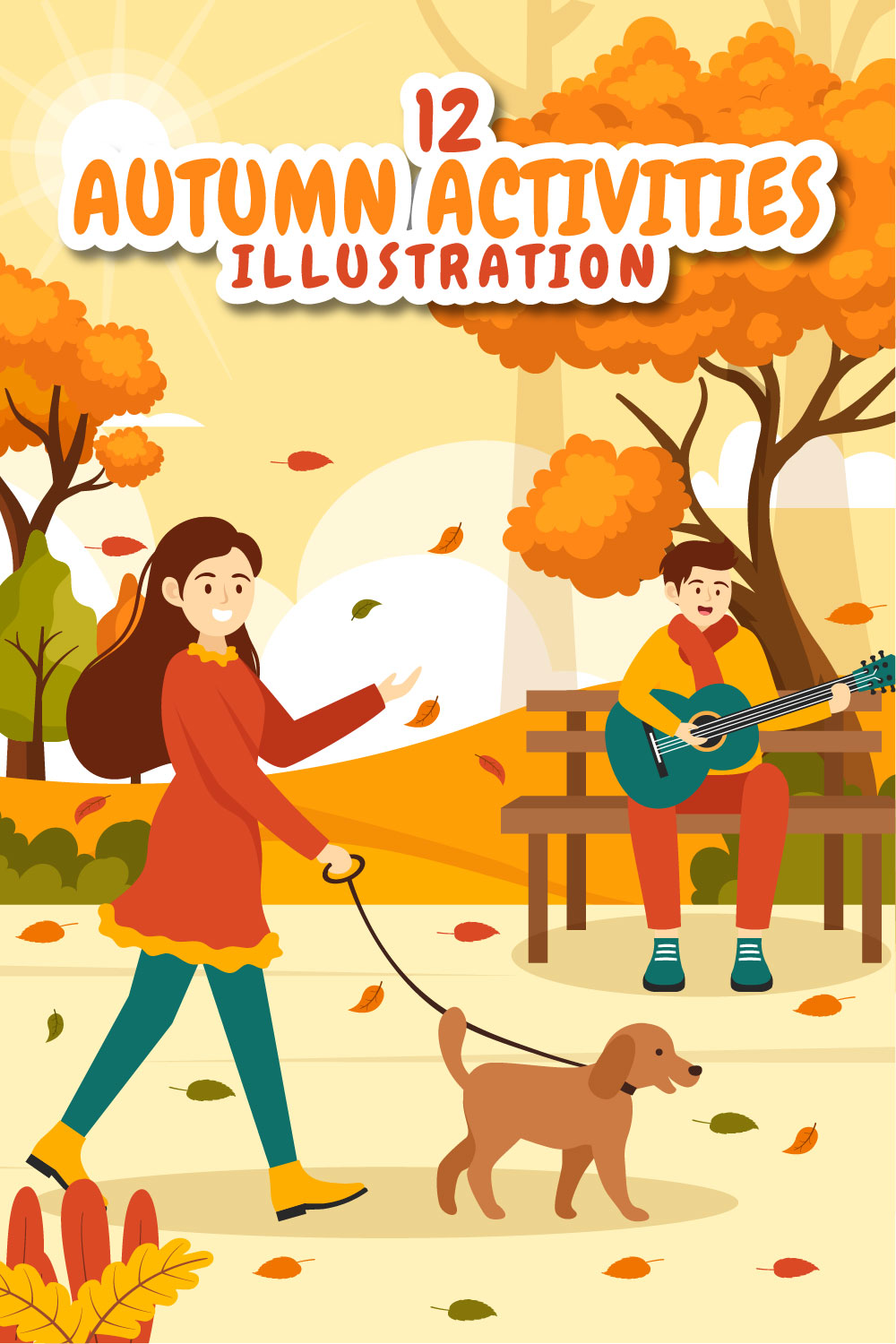 12 Autumn Activity Vector Illustration pinterest preview image.