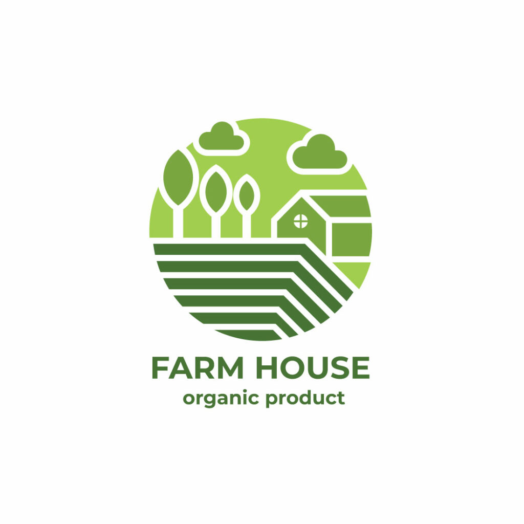 Green Farm Organic house Logo design - MasterBundles