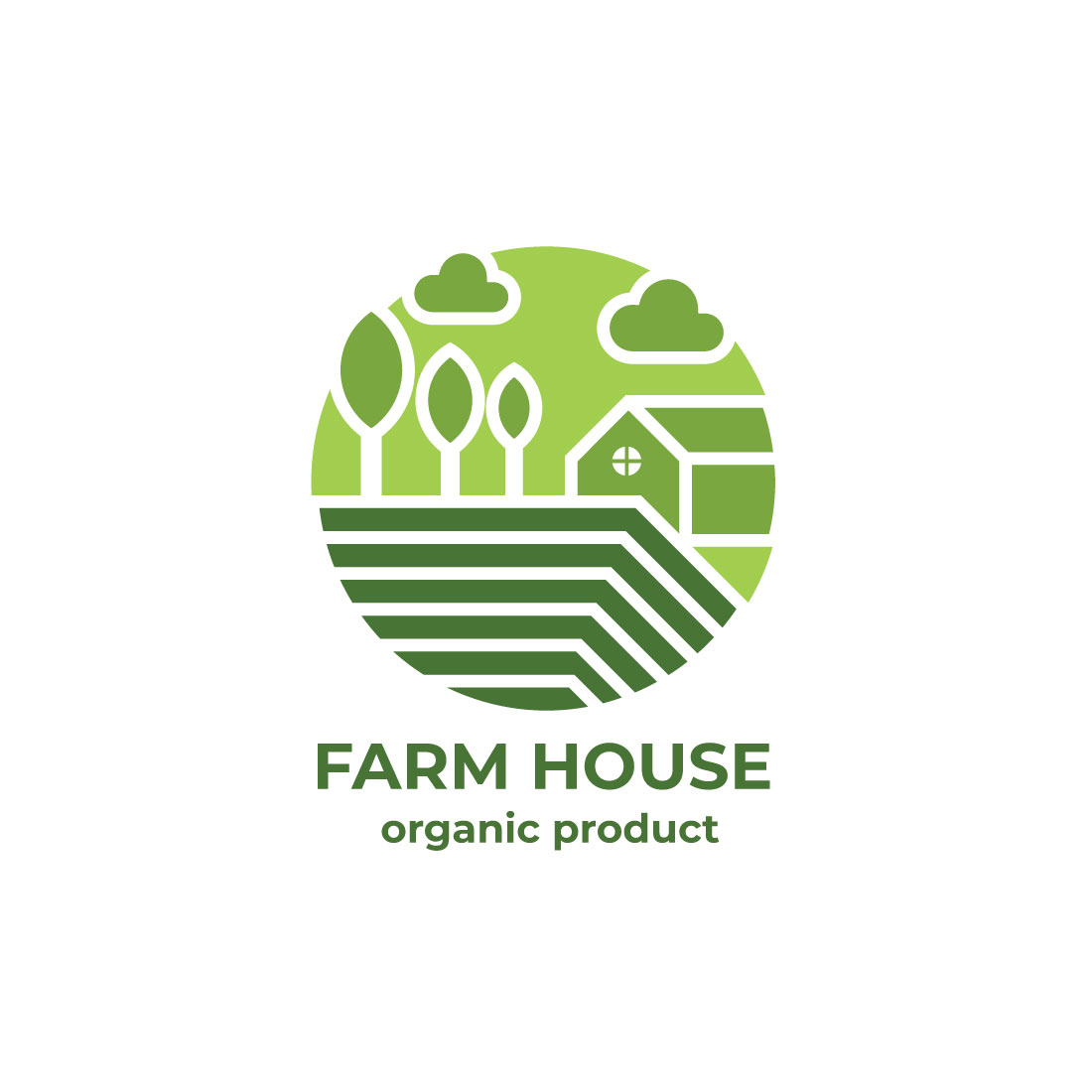 Green Farm Organic house Logo design cover image.