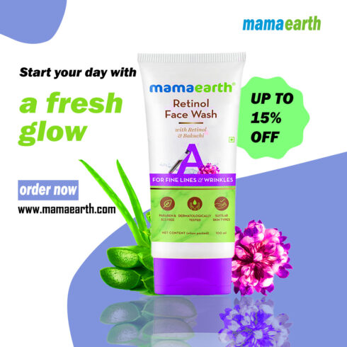 mama earth face wash social media poster design cover image.