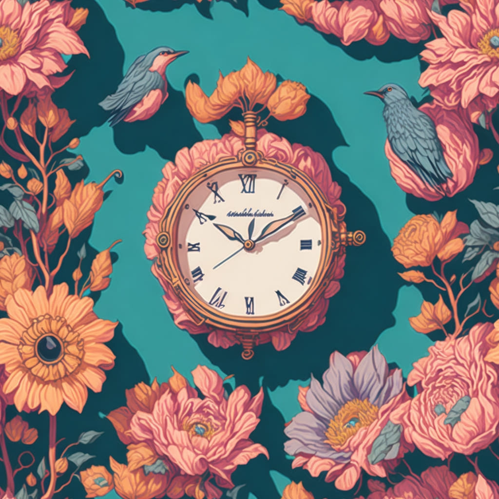 floral clock pattern setempunk gears 6 210