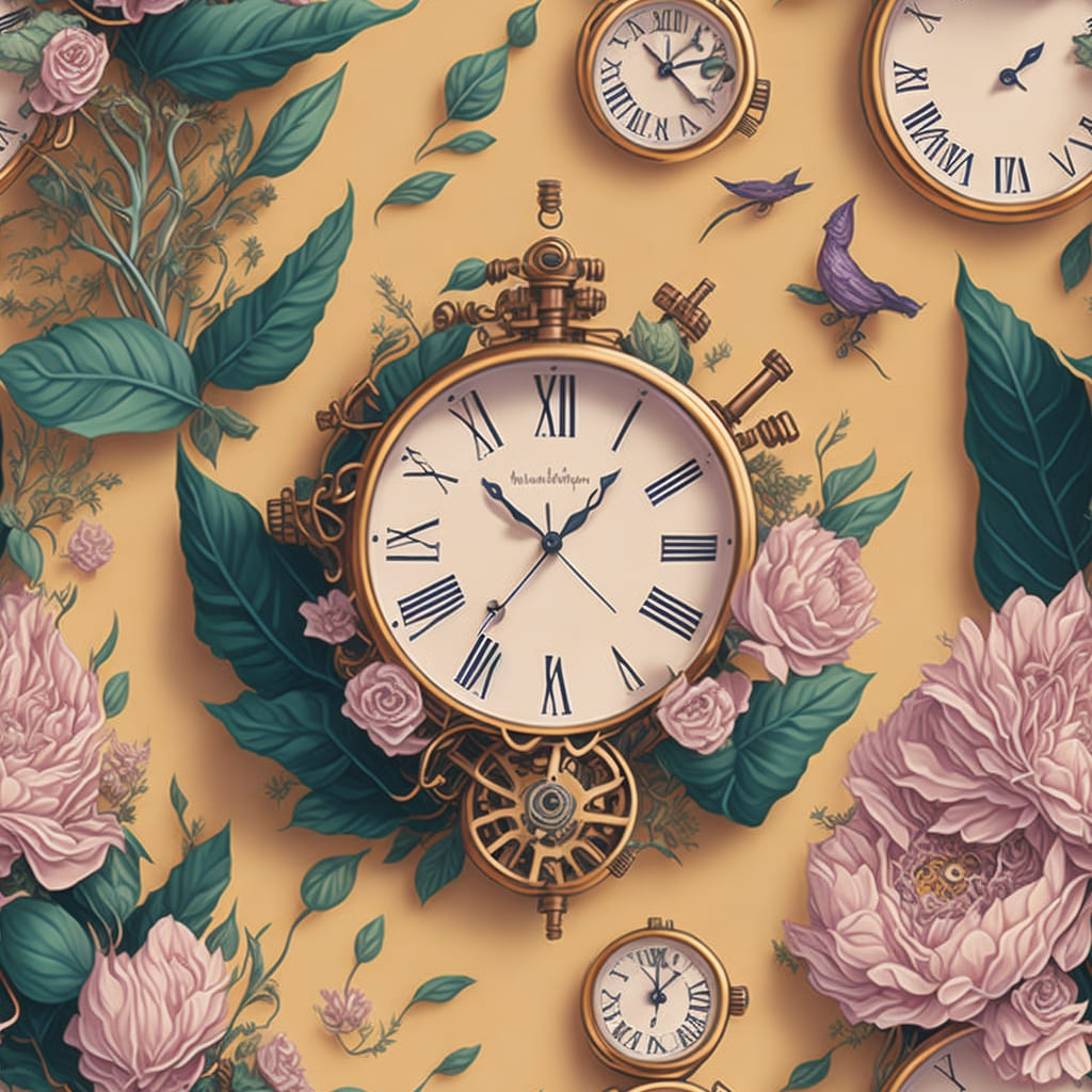 floral clock pattern setempunk gears 7 508