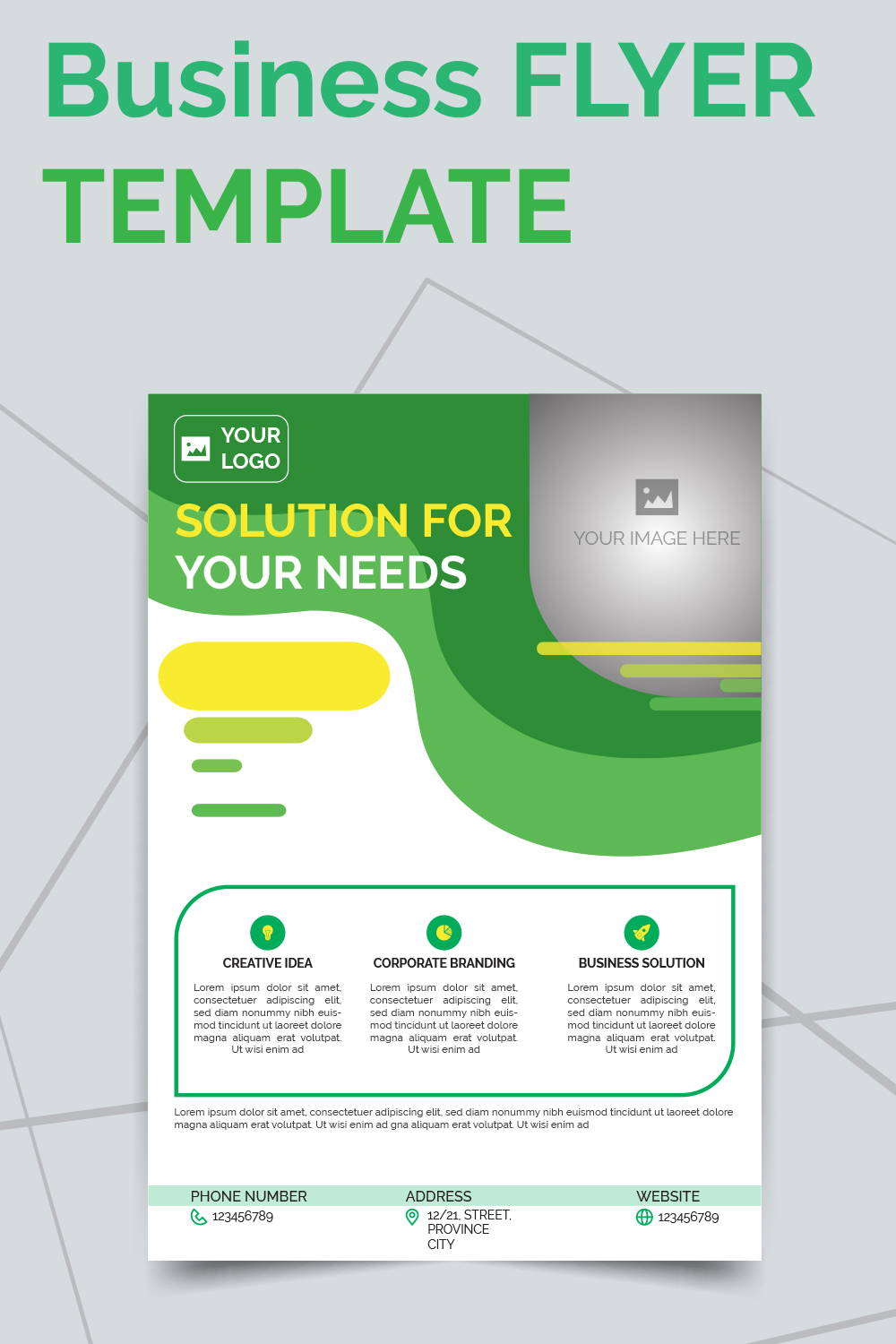 Corporate flyer design template pinterest preview image.