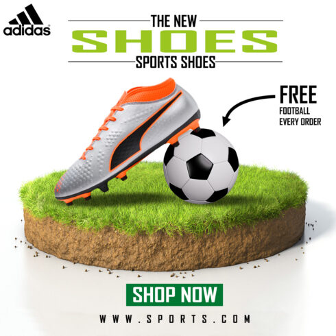 adidas football shoes social media poster design cover image.