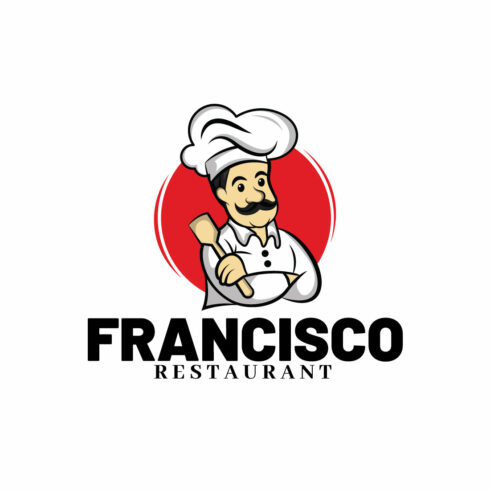 Restaurant and flat chef logo template cover image.