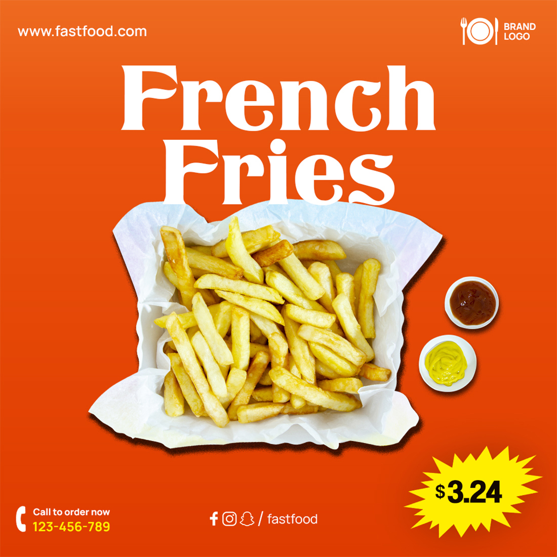 Delicious French Fries High-Resolution Social Media Banner Template cover image.