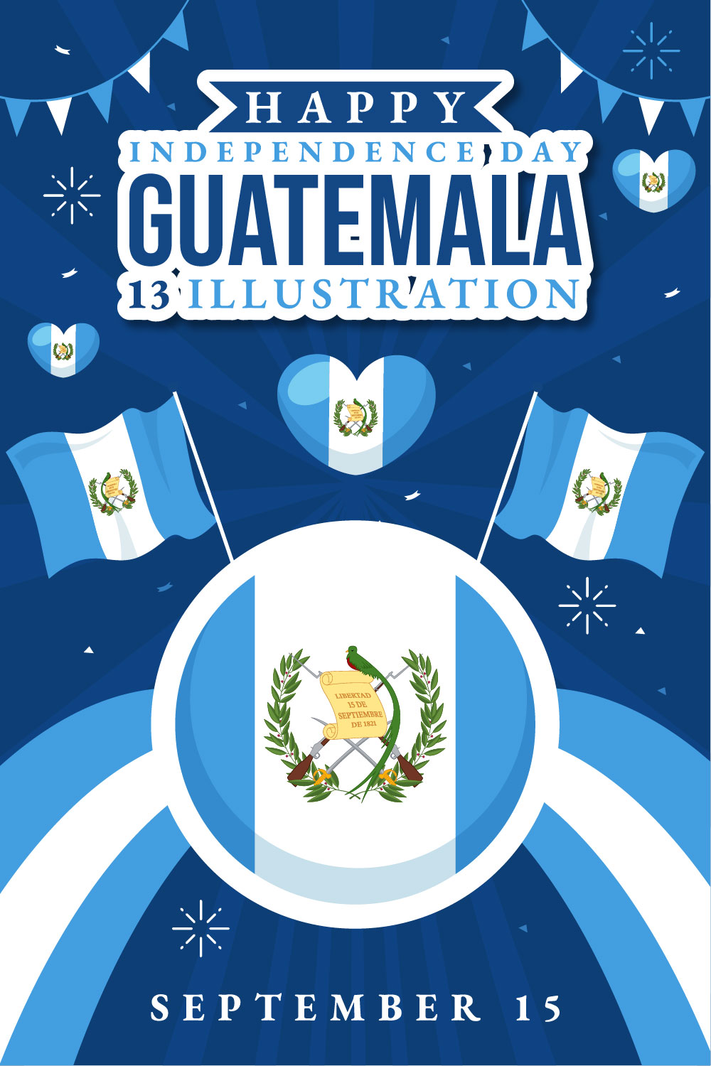 13 Guatemala Independence Day Illustration pinterest preview image.