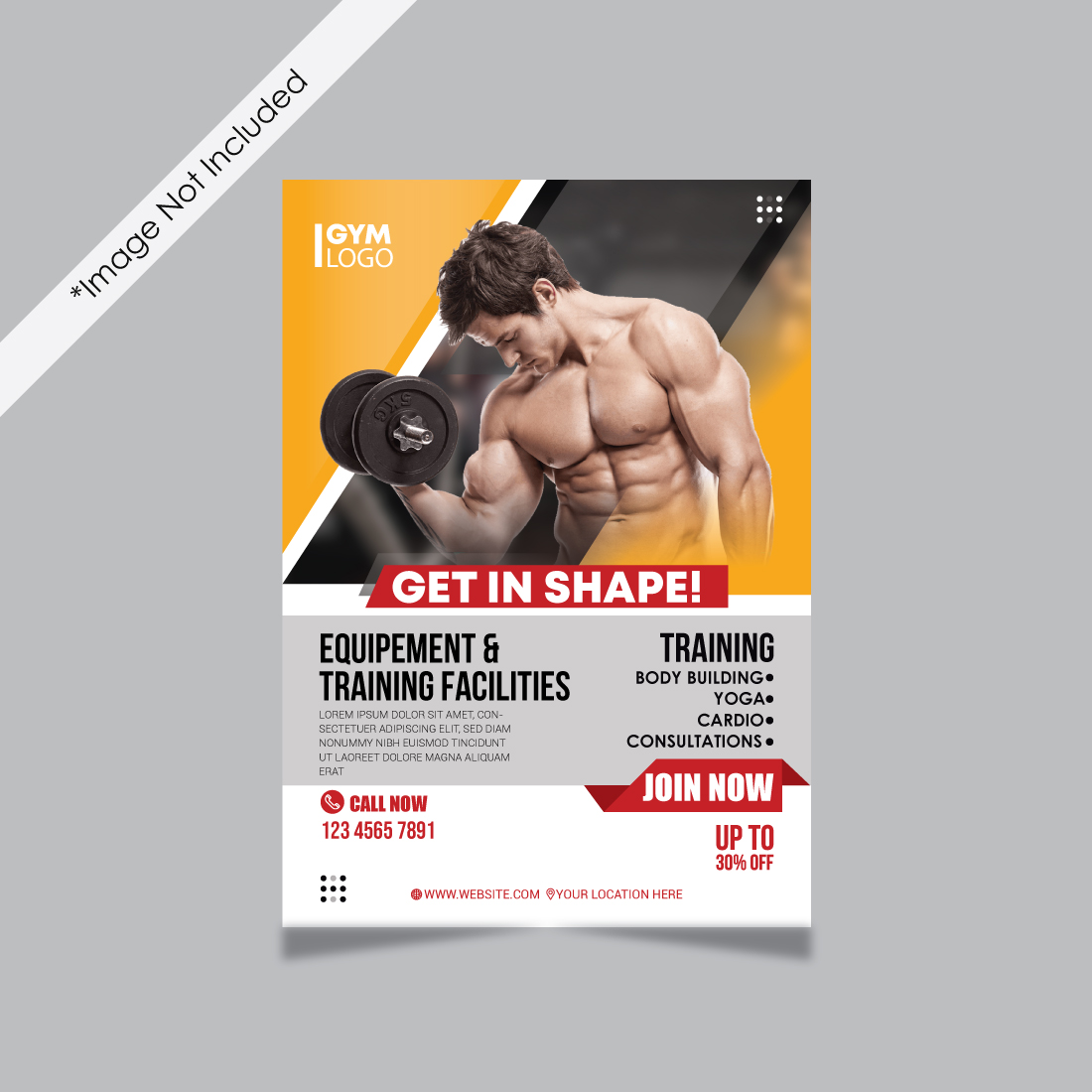 Gym flyer design preview image.