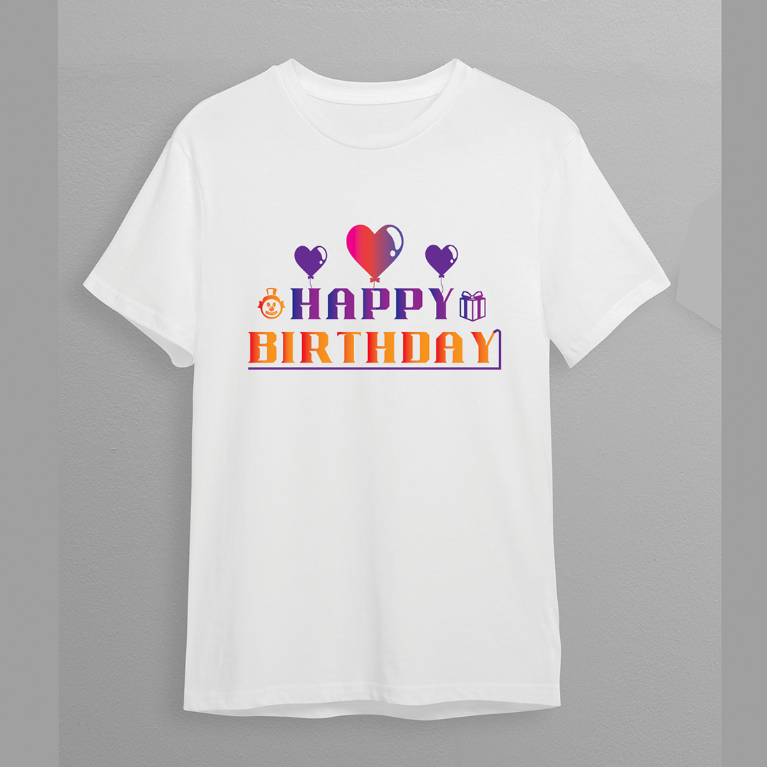 happy birthday and t shirt logo design preview image.