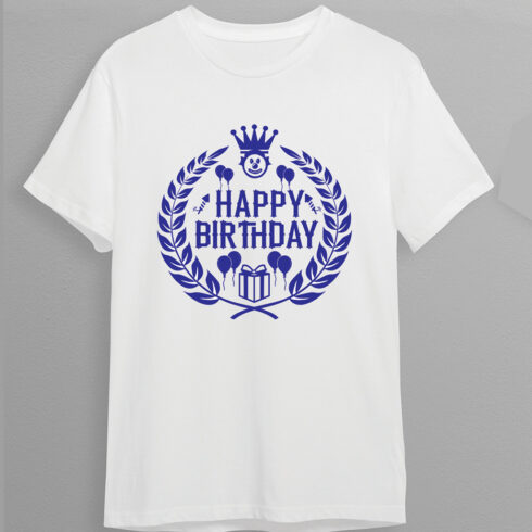 happy birthday and t shirt logo design cover image.