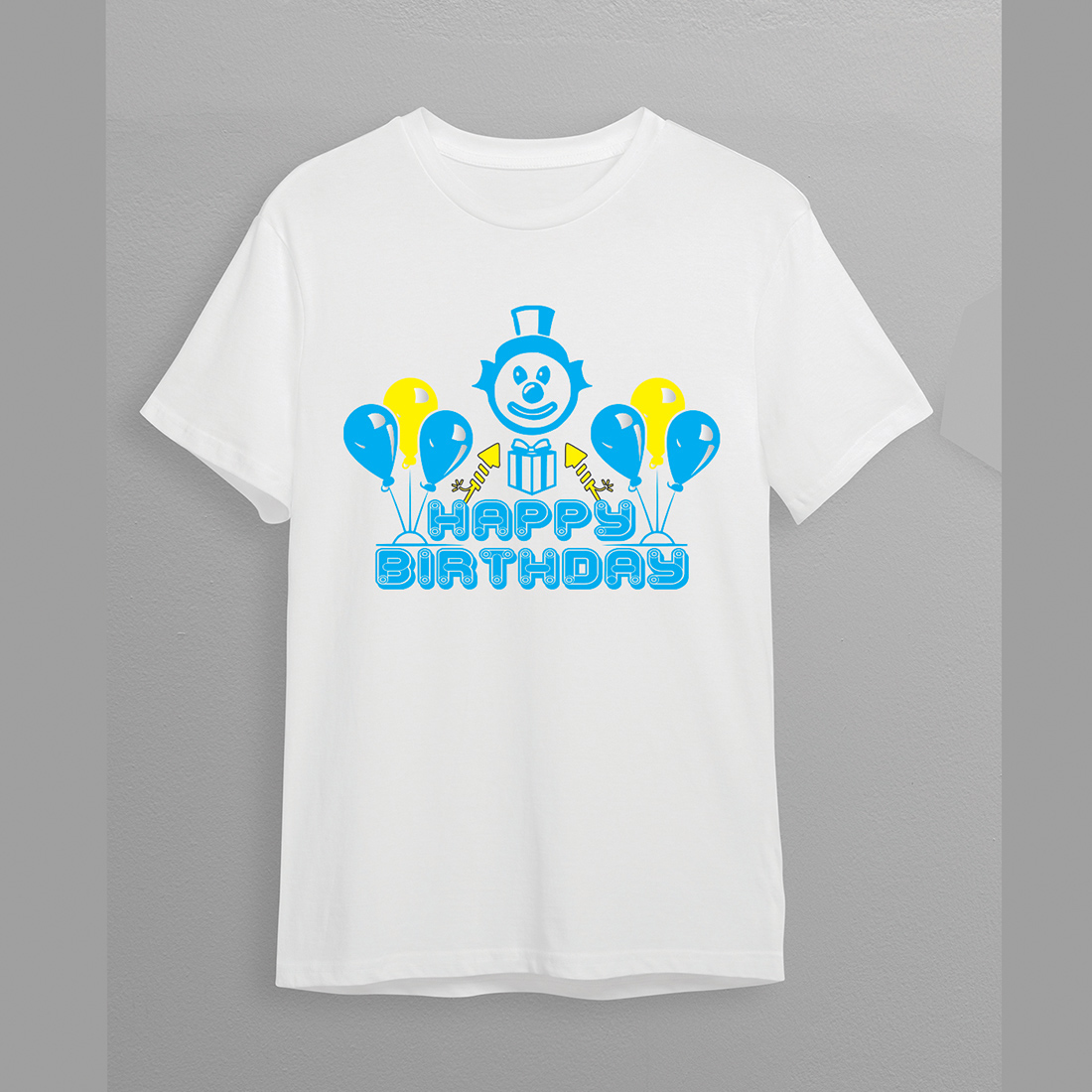 happy birthday and t shirt logo design preview image.