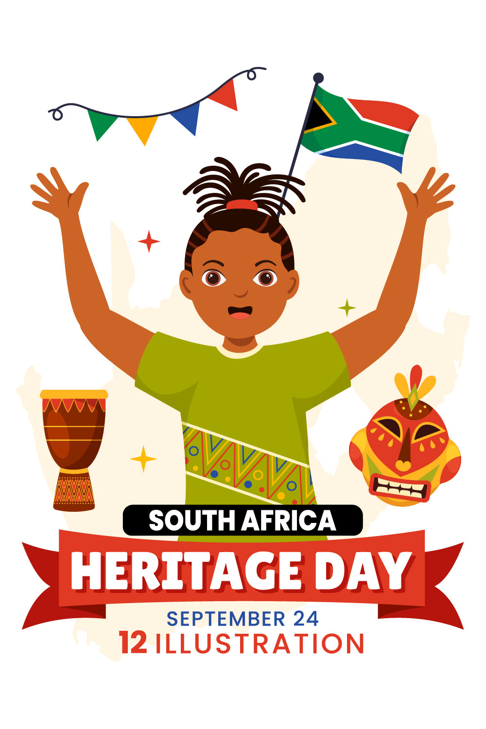 12 Happy Heritage Day South Africa Illustration pinterest preview image.