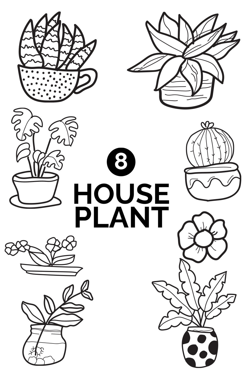 8 house plants doodle illustration pinterest preview image.