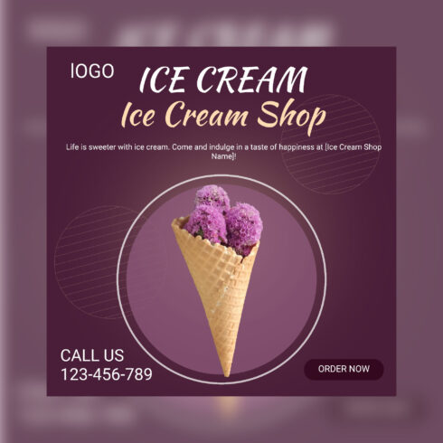 Ice cream social media post vector templates cover image.