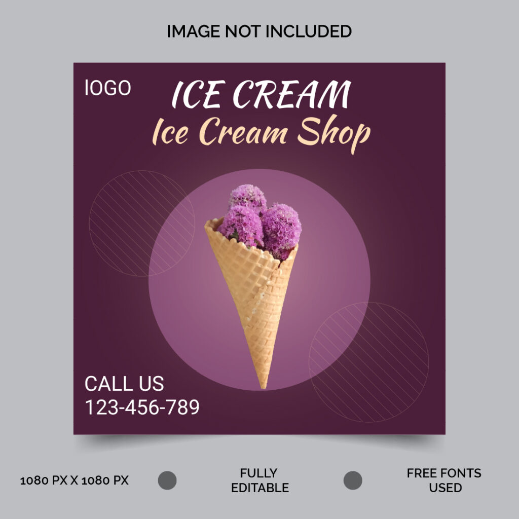 Ice cream social media post vector templates - MasterBundles