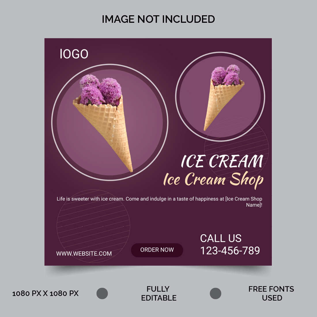 ice cream social media post vector templates 7 251