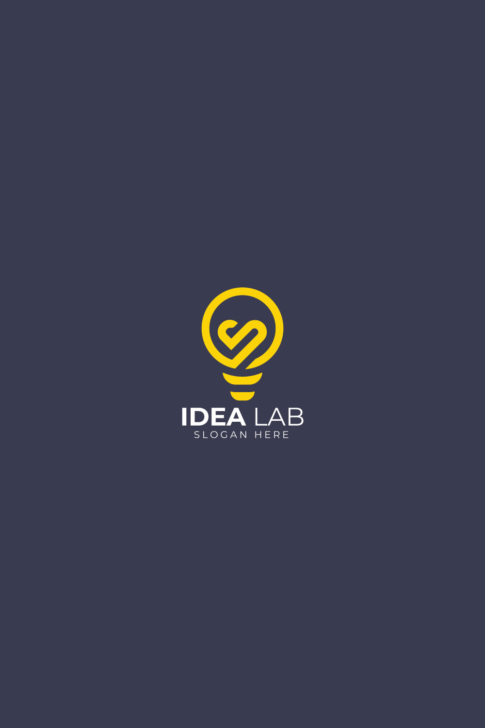 Idea Lab Icon Lamp with Heart Logo Design pinterest preview image.