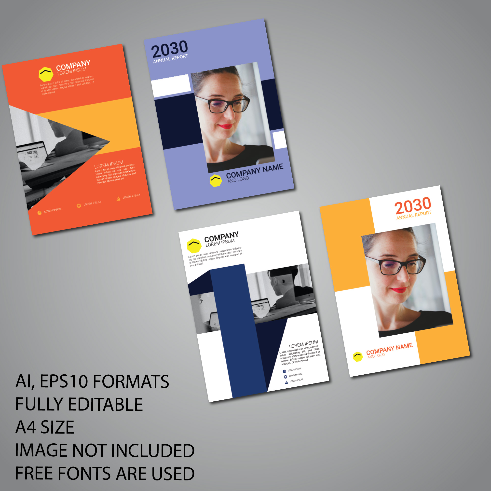 Cover design for an annual report, business magazine vector templates preview image.