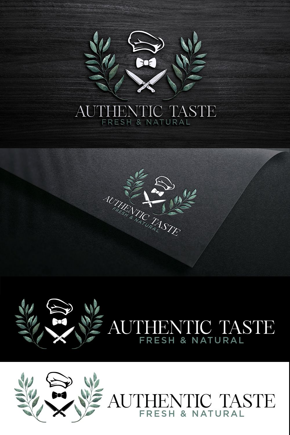 Authentic Taste Food Logo Design pinterest preview image.