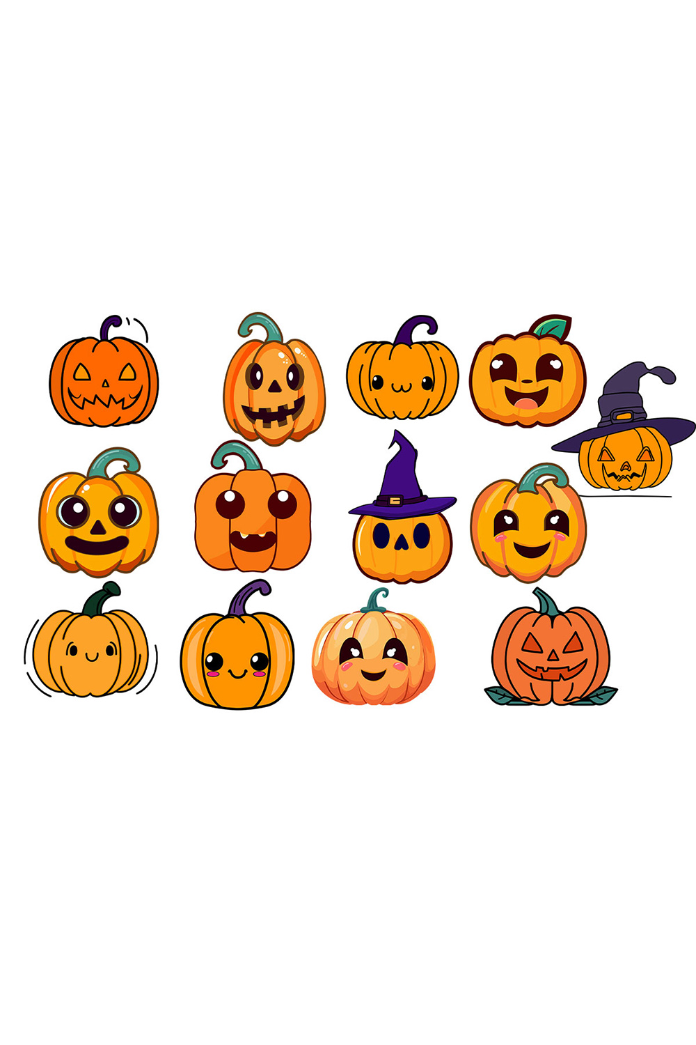Cute Halloween Pumpkin Clipart Bundle pinterest preview image.