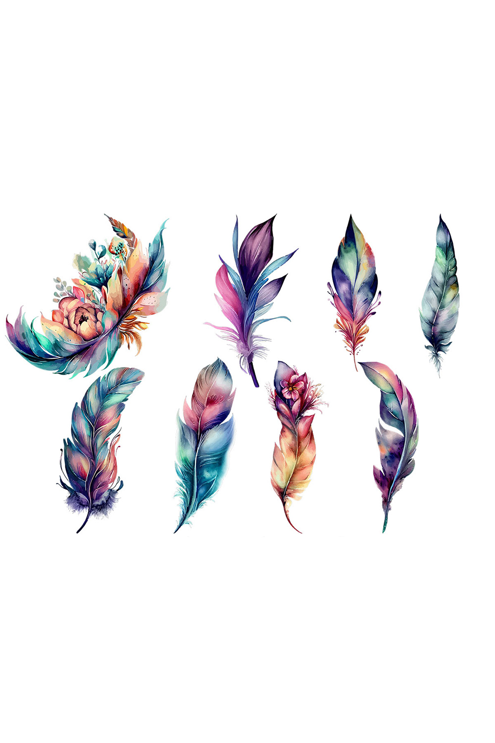 Feather Clipart Watercolor pinterest preview image.