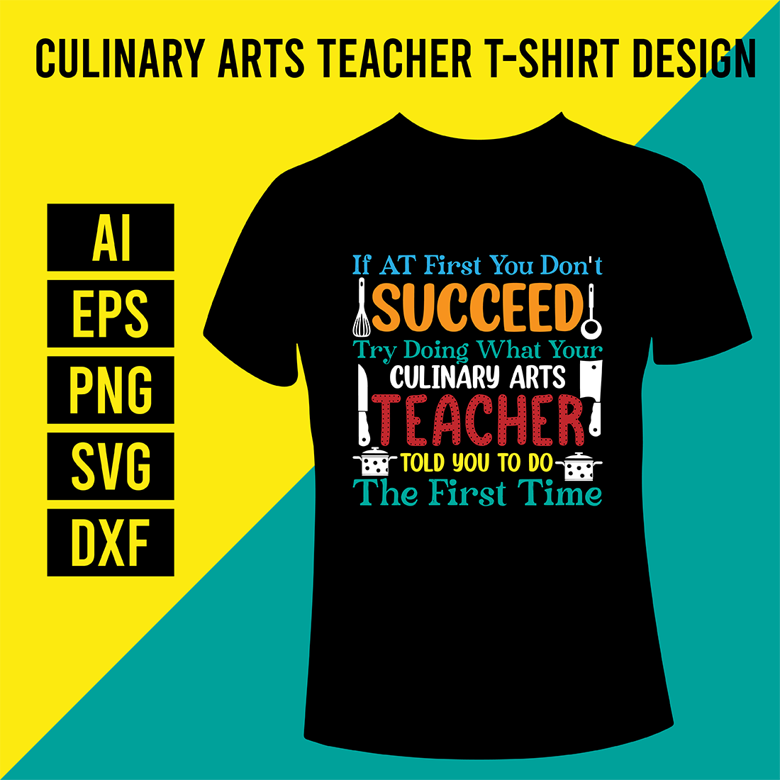 Culinary Arts Teacher T-Shirt Design cover image.